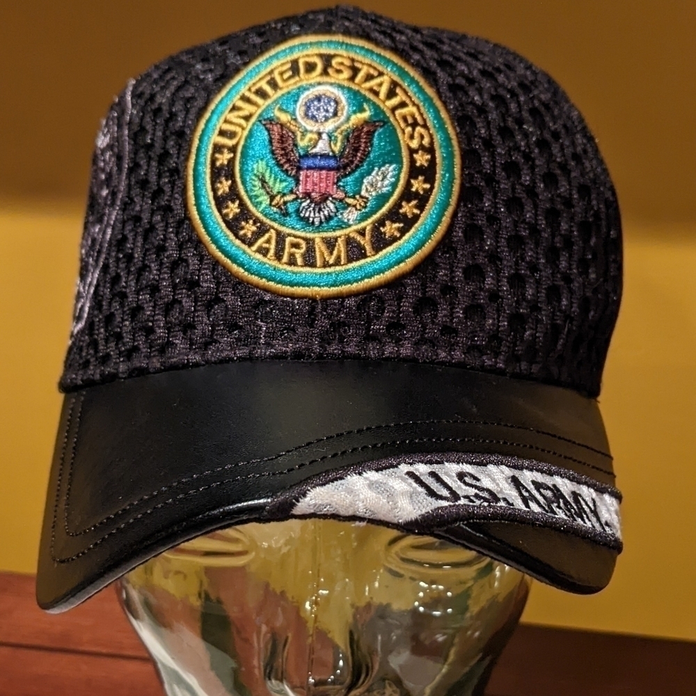 United States Army Embroidered Logo Adjustable Hat Black Mesh